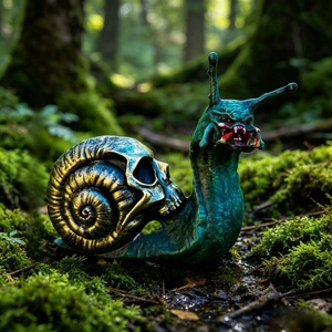 Gothic Snail Resin Garden Ornament Skull Shell Outdoor Decor <b>Stone</b> Garden Art - Product Image 3