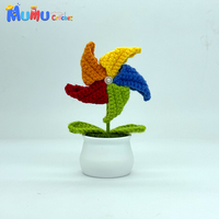 Fleur au crochet faite à la main, pot de fleurs blanc, feuilles de moulin à vent, cadeau de remise de diplôme, décoration de bureau éternelle, vente en gros