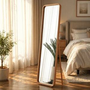 <span class=keywords><strong>Espejo</strong></span> <span class=keywords><strong>de</strong></span> pie rectangular con marco <span class=keywords><strong>de</strong></span> madera nórdica, <span class=keywords><strong>de</strong></span> <span class=keywords><strong>cuerpo</strong></span> <span class=keywords><strong>entero</strong></span>, con esquinas redondeadas, tipo caballete, para vestidor. - Product Image 2