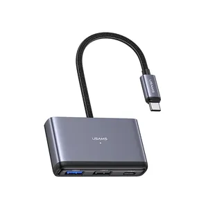 USAMS أحدث محطة توصيل 5 في 1 من النوع C محول متعدد المنافذ USB C مع USB2.0 USB3.0 SD TF Hub
