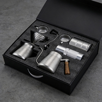 Ensemble cadeau d'accessoires classiques pour café avec bec verseur col de cygne - Métal et verre durables, personnalisable, qualité alimentaire, design portable