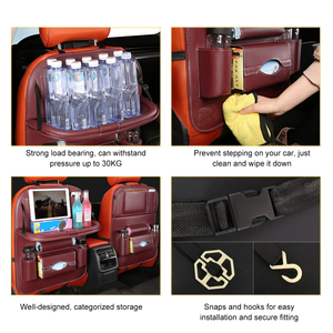 Factory Wholesale Custom Foldable PU Leather Car Backseat Anti Kick <b>Storage</b> Bags Car <b>Seat</b> Organizer - Product Image 3
