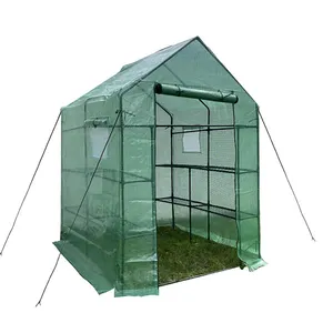 US Stock Outdoor 2 Tiers 8 Shelves Stands Small Greenhouse,Assembly Type Mini Plant Gardening Walk-In Greenhouse