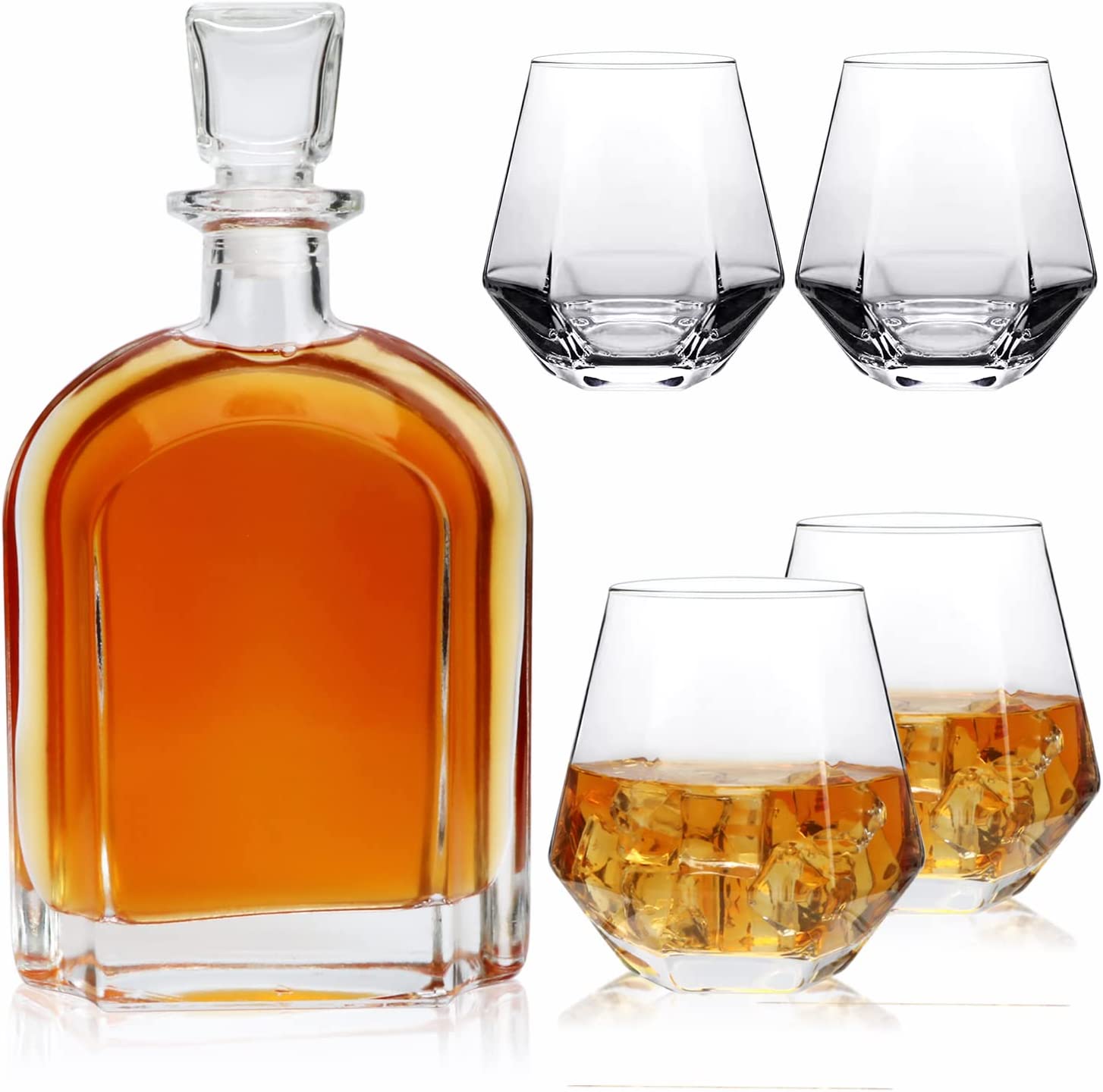24oz Whiskey Glass Bottle,Decanter Set with Glasses,Delicate Decanter Set