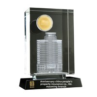 Ornement en cristal de quartz clair, souvenirs d'entreprise sur mesure, modèles architecturaux, forme géométrique, gravure interne, laser 3D
