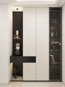 Mueble de Entrada de Madera Maciza Estilo Apartamento Francés JINGSHUN, Optimización del Espacio de Almacenamiento, Gran Capacidad, Tablero de Partículas ENF, Diseño Libre - Product Image 3