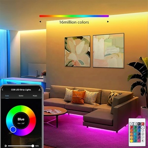 Bande lumineuse <span class=keywords><strong>LED</strong></span> RVB intelligente de 5M avec APP/télécommande/commande vocale lampe d'ambiance colorée sur mesure bande lumineuse décorative intérieure - Product Image 1