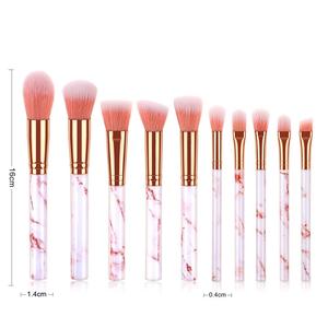 Dailyqueen Hồng đá cẩm thạch trang điểm bàn chải thiết lập 10 pcs mẫu miễn phí Foundation Eyeshadow & Blush bàn chải tàn ác-miễn phí tóc phụ kiện - Product Image 2