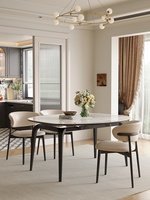 Table à manger de luxe en marbre avec pieds en chêne, pliable pour 6 personnes, idéale pour hôtel, restaurant, café, maison, salon, design moderne, best-seller