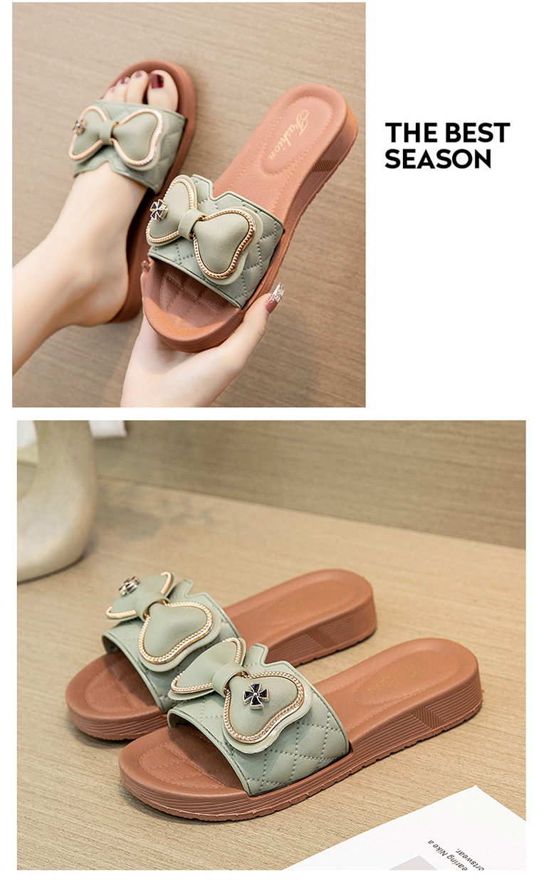 Summer Bow Sandals Lady Casual Shoes Non-slip Beach Flat Platform Slippers Women