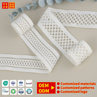 Bande élastique en maille OEM en gros, largeur 3,4 cm, blanche, avec logo personnalisé, en polyester et élasthanne, pour vêtements