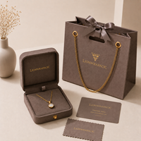 Ensemble d'emballage de bijoux personnalisé Lionwrapack : Boîte à collier en cuir, sac à chaîne, carte, tissu, logo, ensemble de boîtes à bijoux FSC
