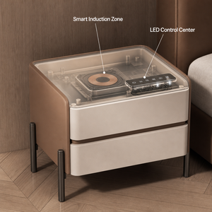 Comodino Smart Moderno con Ricarica Wireless, Altoparlante Bluetooth, Luce LED Dimmerabile a 3 Colori A25, Tavolino di Lusso <span class=keywords><strong>per</strong></span> <span class=keywords><strong>Camera</strong></span> <span class=keywords><strong>da</strong></span> <span class=keywords><strong>Letto</strong></span> - Product Image 5