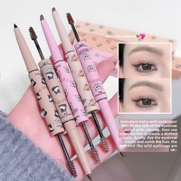 Vente en gros Crayon à sourcils crème personnalisé Crayon à sourcils double tête pour les yeux de maquillage Stylo à sourcils naturel cosmétique longue durée avec pinceau