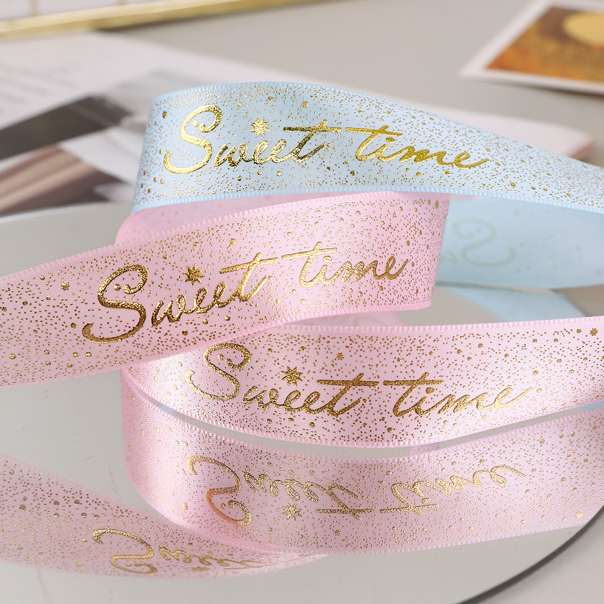 Competitively Priced Satin Ribbon for Gift Bags & Florist Use Shimmer Satin Printed Design for Decoration Gift Ribbon Printing