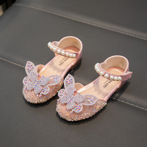 Sandalias de Princesa para Niñas, Primavera/Verano 2026, Cierre de Velcro en el Tobillo, Punta Cerrada, Estilo Coreano, con Pedrería, Suela Suave - Product Image 5