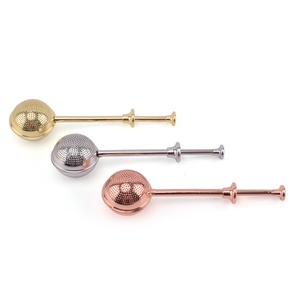 Top Quality Multi Color Ball Shape Spoon <strong>Tea</strong> <strong>Infuser</strong> With Pushing Handle - Product Image 6
