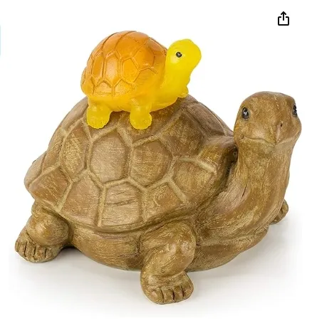 Resin turtle solar statue shell glow garden decoration