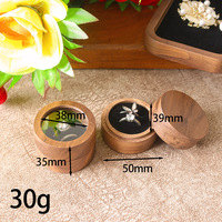 Caja de doble anillo con tapa y base para exhibición y almacenamiento de anillos de compromiso y boda, hecha de madera de nogal negro
