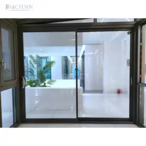 Fuson Bán Hàng Trực Tiếp Lớn Acoustic Nhôm Đôi Kính Trượt Patio Cửa Nhà Bếp Mỏng Cửa Trượt