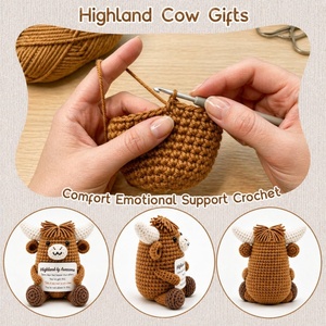 Regalos de Ganchillo de Vaca de las Tierras Altas, Regalo de Cumpleaños o Graduación para Ella y Él, Alivio del Estrés, Apoyo Emocional, Decoración de Escritorio - Product Image 4