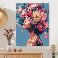 SONGWOOART Décoration Murale Artistique pour la Maison, Kit de Peinture par Numéros Fleur Abstraite Colorée Femme, Peinture à l'Huile Facile DIY pour Débutants