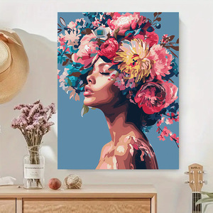 SONGWOOART Décoration Murale Artistique pour la Maison, Kit de <span class=keywords><strong>Peinture</strong></span> par Numéros Fleur <span class=keywords><strong>Abstraite</strong></span> Colorée Femme, <span class=keywords><strong>Peinture</strong></span> à l'Huile <span class=keywords><strong>Facile</strong></span> DIY pour Débutants - Product Image 2