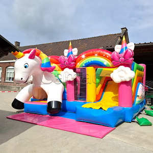 Castillo Inflable para Fiestas, Diseño Nuevo, Ecológico, Impermeable, Brincolín para Niños, Castillo Hinchable de Unicornio con Doble Tobogán, 800 kg - Product Image 4