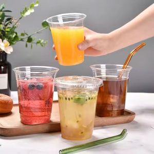 Nouveauté : Gobelets en plastique transparents personnalisés, durables, imprimés, en PET 93/98 mm, jetables, écologiques, pour boissons (12 oz-24 oz) - Product Image 4