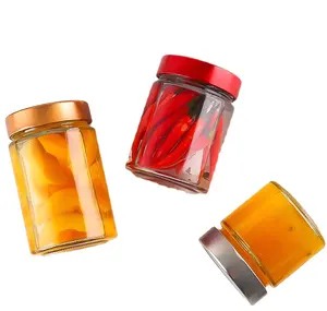 萨尔萨蜂蜜果酱200毫升280毫升380毫升730毫升方形透明玻璃罐蜂蜜果酱和腌菜罐，带深金属盖