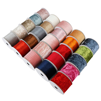 Hiver Solide Polyester Tissé Flocage Rouge Noël DIY Accessoires de Cheveux Décorations Velours Ruban Filaire Pour Couronne