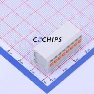 KF239-3.5-8P Spring Terminal Block Through hole Component (THT),P=3.5mm Connector 1x8P 3.5mm White 8P - Product Image 1
