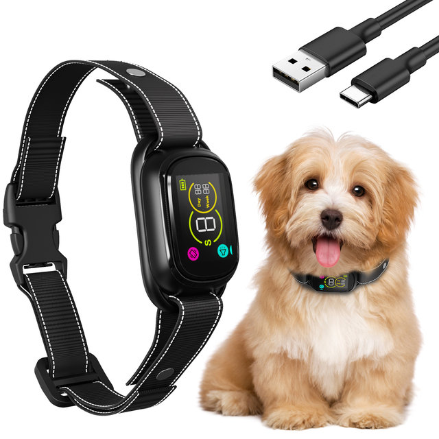 New Automatic Pet Stop Barking Collar AI Intelligent Recognition Training Supplies Colour Screen Electronic Collar Dog Training