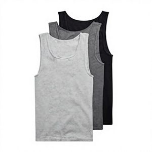 Customizable Breathable <b>Mens</b> Rib-Knit Tank Top Sleeveless Undershirt Crew Neck <b>Singlet</b> Muscle Training Vest Bulk Wholesale - Product Image 1
