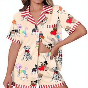 <span class=keywords><strong>Pigiama</strong></span> da Donna in <span class=keywords><strong>Seta</strong></span> Satinata con Stampa Animalier, Bottoni e Maniche Corte, Set 2 Pezzi Lavabile in Lavatrice - Product Image 1