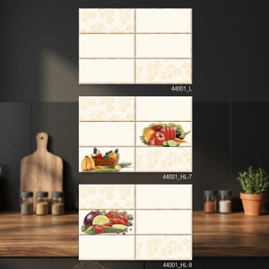 Azulejos de cerámica para pared, serie reactiva de brillo atractivo, 300x450mm, Color claro de fresa con diseño de flores, 30x45cm - Product Image 3