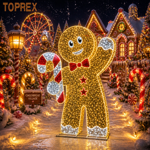 TOPREX Grand motif lumineux LED en forme d'homme en pain d'épices pour affichage extérieur de Noël en centre commercial – Fournisseur direct usine - Product Image 2