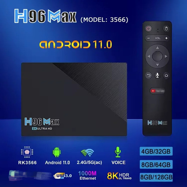 2025 High Quality H96 MAX RK3566 Wholesale TV Box Quad Core Android 11 TV Box Dual Wifi HDR 4K H96MAX with Voice Remote 4GB 8GB