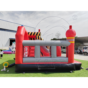 Commercial Use <b>Inflatable</b> Fire Truck Hupfburg Bouncer Jumping Castle Bounce <b>House</b> with Slide for Kids and Adults - Product Image 3