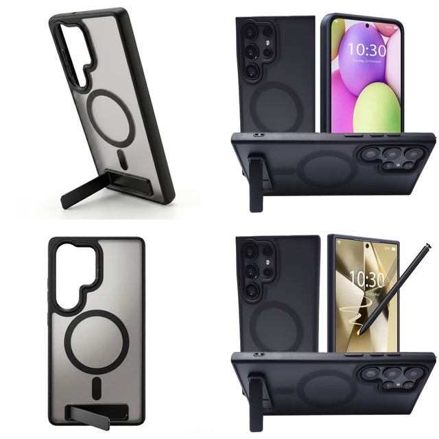Luxury Frosted Slim Magnetic Kickstand Case for Samsung Galaxy S25 Ultra S22 S23 S24 S26 Rugged Dustproof Phone Cover Elegant