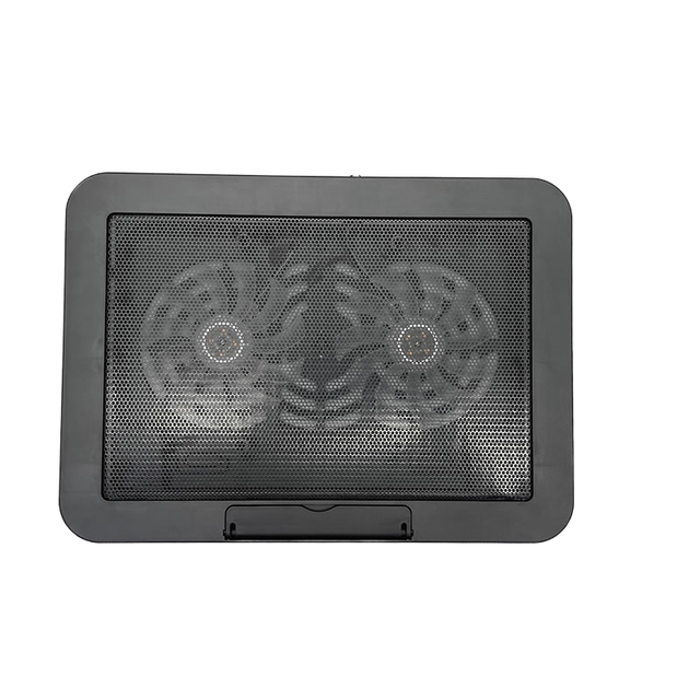 Double Fans Aluminum Ergonomic Ultra-Quiet Notebook Laptop Cooling Pad with 2-Port USB Hub and Air-Cooled Design
