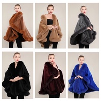 Eleganter Fox Fur Schal für Frauen Winter Strick Damen Kaschmir Wolle Cape Schal mit flauschigen Fox Collar Poncho