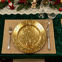 Assiettes de Présentation Dorées en Plastique PP 33cm avec Motif Flocon de Neige Festif pour Décorations de Table de Noël