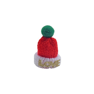 Christmas Mini Knitted Santa Hat With Love Embroidery White Pom Pom Yarn Material Hand Wash Only Classic Style European Design - Product Image 2