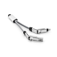 Câble de charge multi-protocoles 4-en-1 tendance 2026 avec porte-clés USB, charge rapide 60W 3A, USB-A vers Type-C et 8 broches