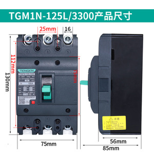 เท็นเก้น ทีจีเอ็ม1เอ็น-125แอล/3300 เซอร์กิตเบรกเกอร์แบบโมลด์เคส 100a 3p ทริปแม่เหล็กแบบเทอร์มอล 415v แรงดันต่ำ - Product Image 2