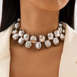 Collana Punk di Tendenza per Donne, Placcata in Oro <span class=keywords><strong>con</strong></span> Perline e Ciondolo a Forma di Cuore <span class=keywords><strong>con</strong></span> Catene di Perle, Gioielli alla Moda - Product Image 6