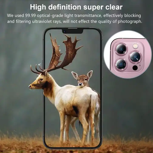 กระจกนิรภัย2.5D กรอบเพชรโลหะสีสันสดใสตัวป้องกันเลนส์กล้องสำหรับ iPhone 17 16 15 14 13 12 PRO MAX - Product Image 4