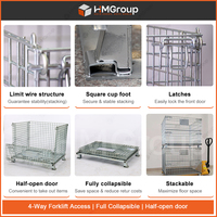 Conteneur de stockage en fil métallique galvanisé robuste, pliable et empilable, 4 niveaux, pour entrepôt