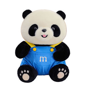 Lindo Peluche de <span class=keywords><strong>Panda</strong></span> con Overol de M&M's, Juguete de Peluche Corto Relleno de Algodón PP, Peluche Súper Suave, Venta al por Mayor y al Detal - Product Image 1